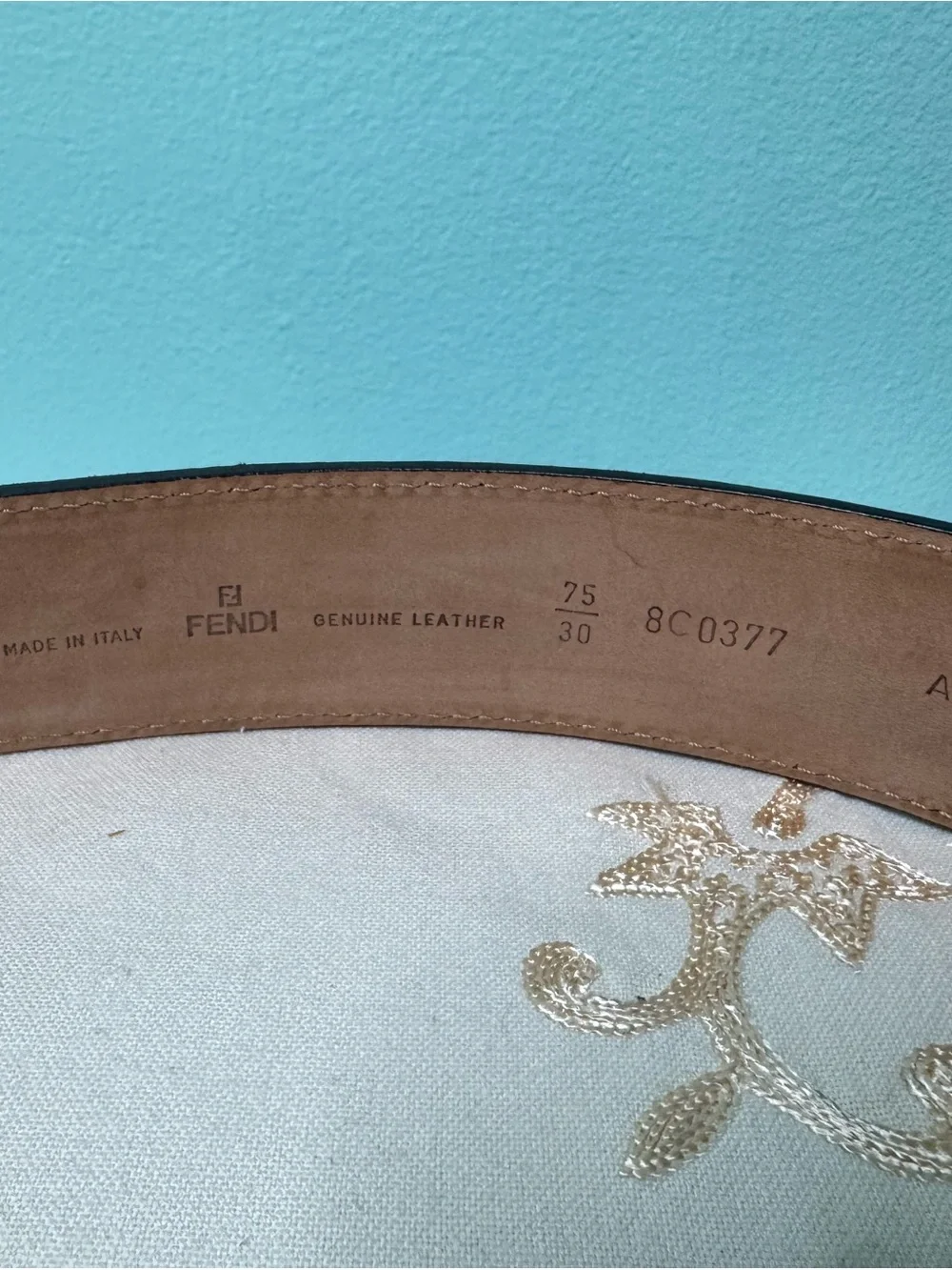Fendi Dark Brown Suede Belt with Brass Knob and Silver Hardware